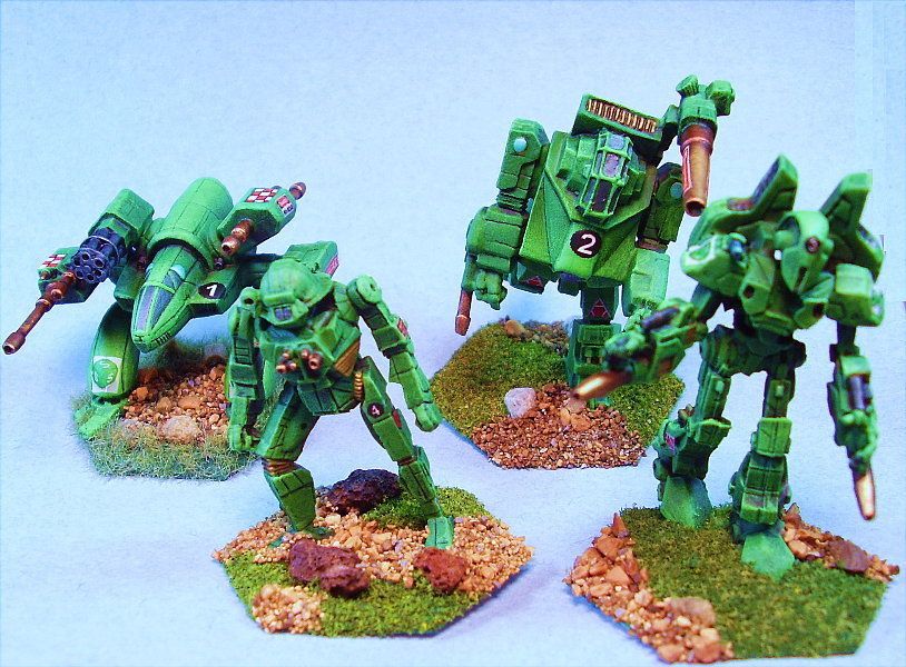 Battletech painted Bounty Hunter Unit battlemechs (4)  