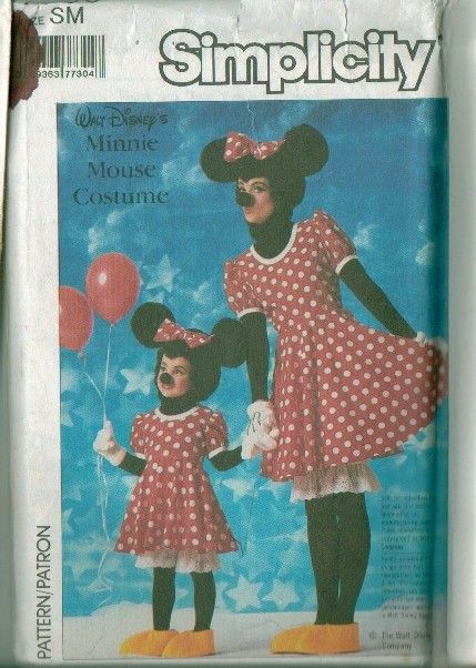   Disney Mickey or Minnie Mouse Costume Sewing Pattern Halloween  