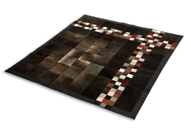 PATCHWORK COWHIDE RUG AREA CARPET COWSKIN LEATHER 147  