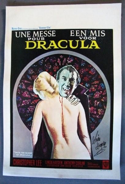   OF DRACULA   ORIG. BELGIAN POSTER   LINEN SIGNED LINDA HAYDEN  