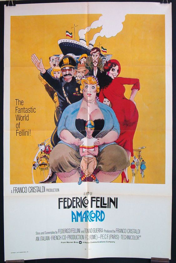 AMARCORD Original 1974 1 Sheet FELLINI FINE  