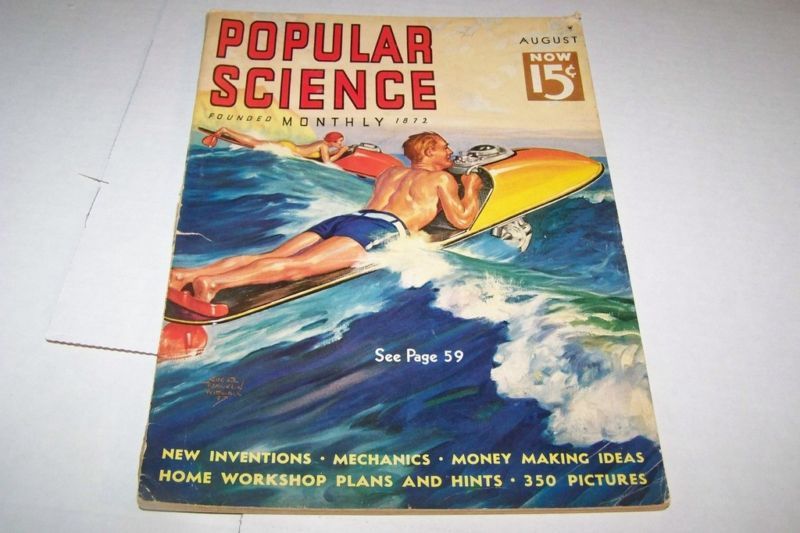 AUG 1937 POPULAR SCIENCE magazine WATER SKIING  