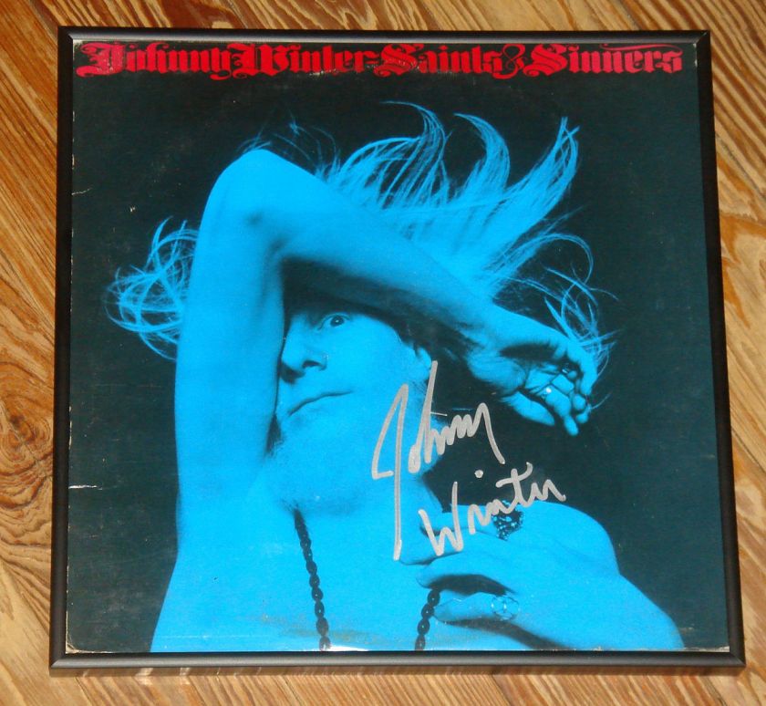 FRAMED Johnny Winter Signed Saints & Sinners Album LP COA  