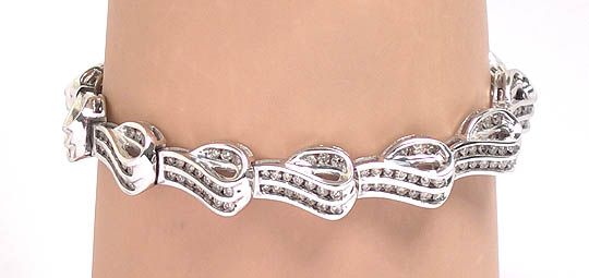 STYLISH ORNATE 14k WHITE GOLD 5.75ct DIAMONDS BRACELET  