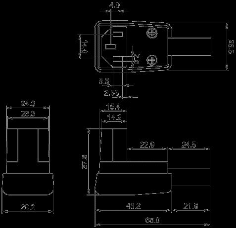 IEC 320 C13 Down angled rewirable plug, C13 plug female, UL approved 