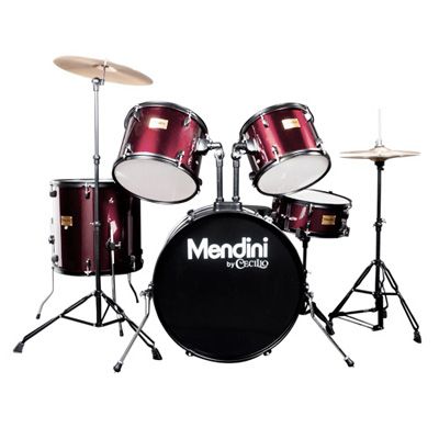 Mendini 5 Pcs Complete Drum Set +Cymbal+Throne~Black Blue Green Red 