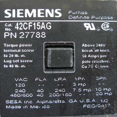 New Furnas 42CF15AG 40A 2P 240V Def Purpose Controller  