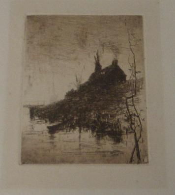 RARE 1885 FRANK BICKNELL CONNECTICUT HOME MINI ETCHING  