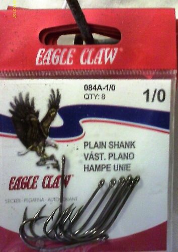 NEW EAGLE CLAW HOOKS 085A SZ.2 QTY10 PLAIN SHANK SILVER  