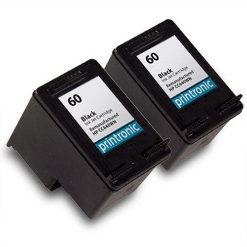 2pk Printronic For HP 60 CC640WN Black Ink Cartridge  