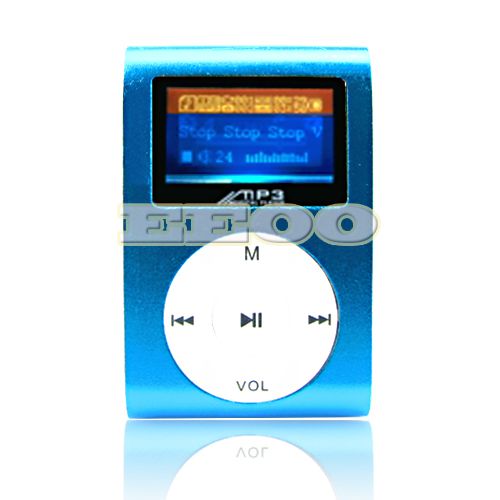 USB Flash Disk 4GB Mini Clip Gift  Player with LCD Screen Blue 