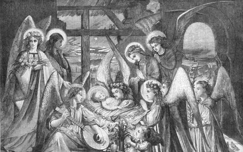 Religion THE NATIVITY. Holy Family. Antique Print.1863  