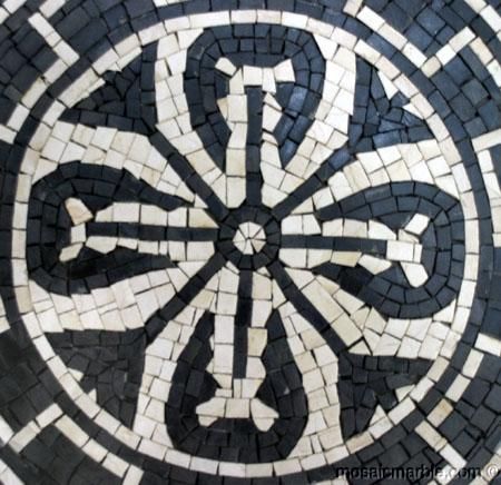 LOVELY BLACK AND WHITE MOSAIC MARBLE ART TILE  