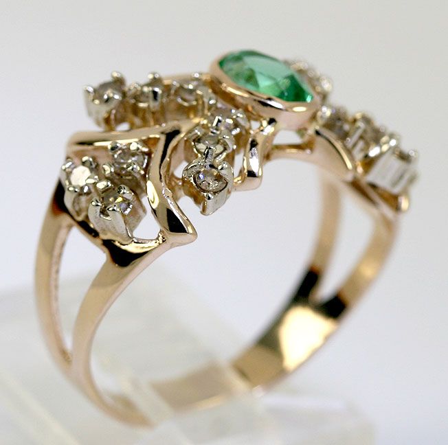   STYLE 1CT FANCY DIAMOND EMERALD FILIGREE 14K YELLOW GOLD RING  