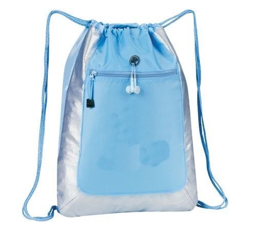 Techno Bright Drawstring Bag, Front zippered pocket has  