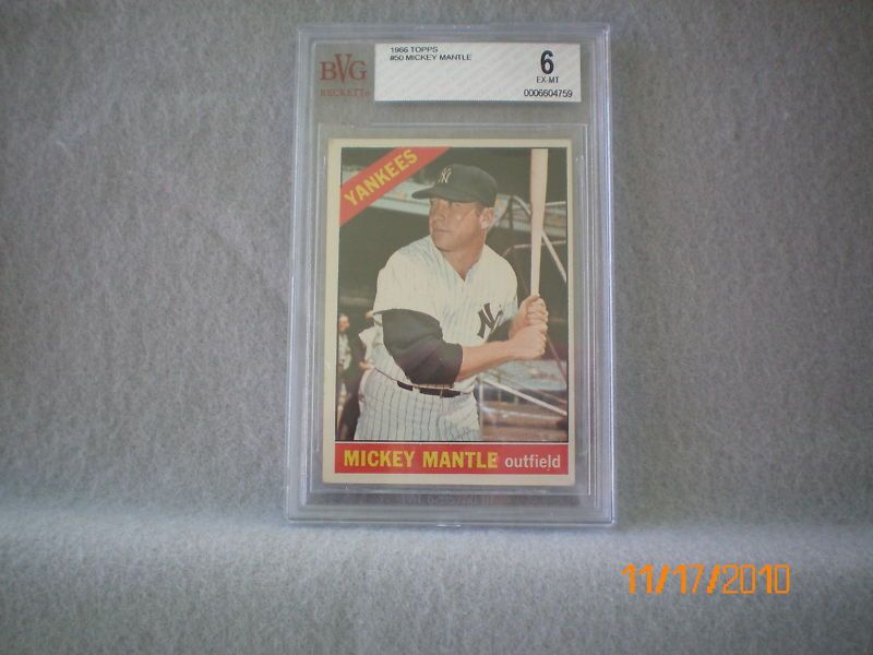 MICKEY MANTLE 1966 TOPPS #50 GRADED CARD (DECEASED HALL OF FAME 