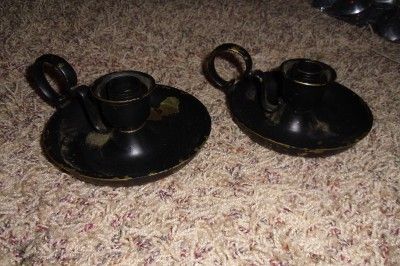 ANTIQUE CHAMBER Brass Candlesticks turn of the century  