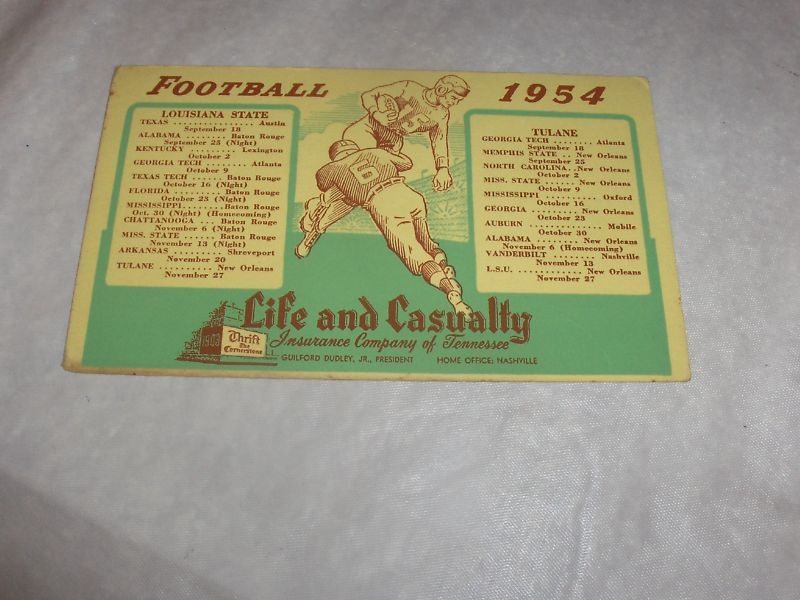 VINTAGE 54 LSU TIGERS TULANE GREENWAVE SCHEDULE BLOTTER  