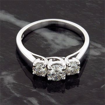 70 CT 14KW MOISSANITE LUCIDA / LUCERN 3 STONE RING  