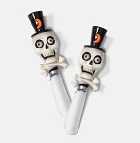 Dept 56 Halloween CERAMIC SKULL SPREADERS Set of 2  