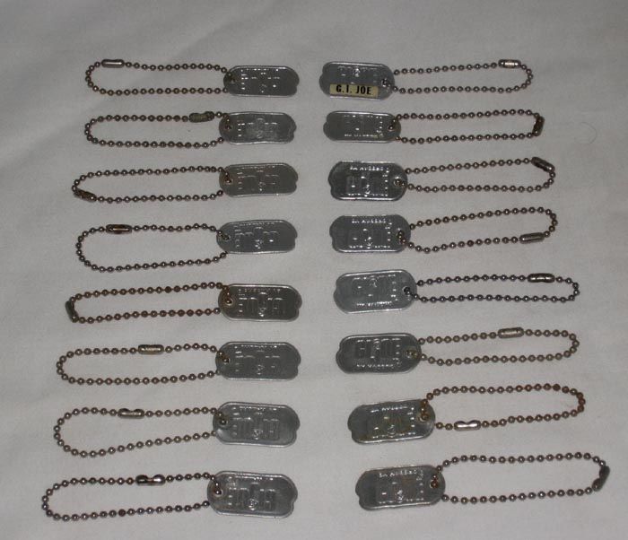   / 1970s LOT OF 16 VINTAGE OFFICIAL HASBRO GI JOE DOG TAGS (B)  