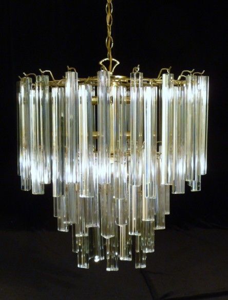   Mid Century Murano Venini Camer Boat Form 64 Prism Chandelier  