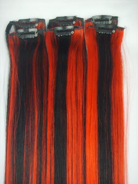 More color 20HUMAN HAIR CLIP IN EXTENSIONS,24 COLORED  