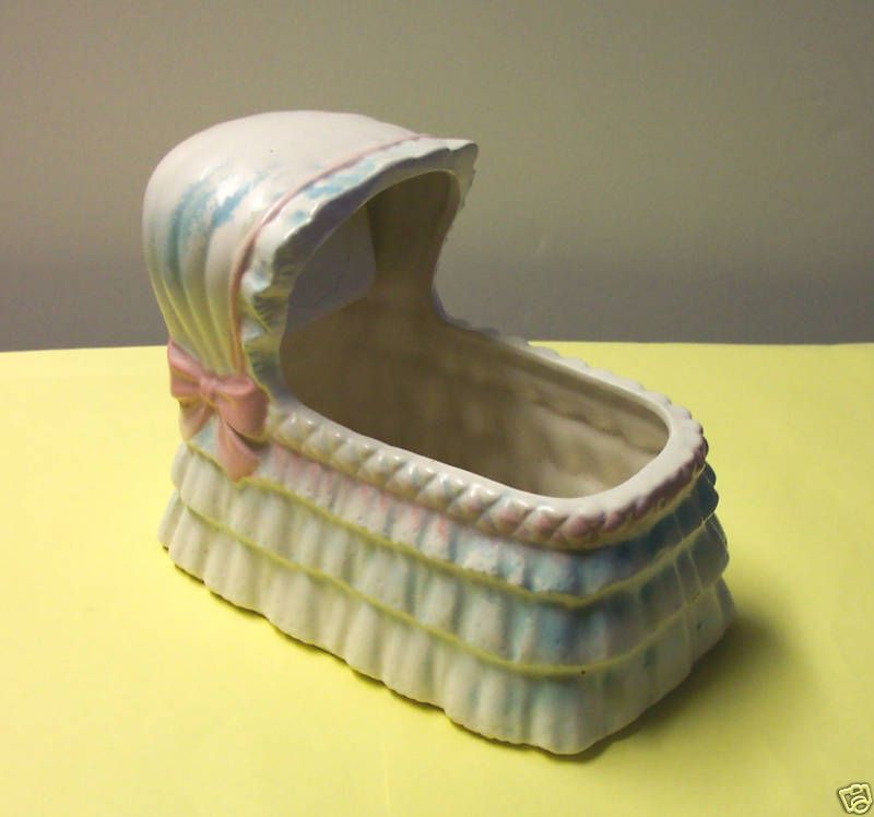 Vintage Relpo Baby Cradle Planter Musical  