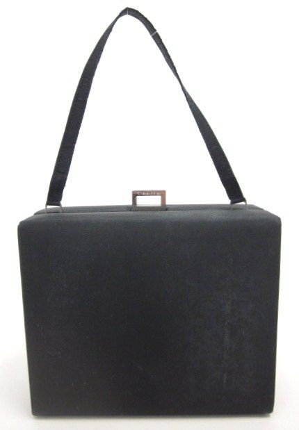 CALVIN KLEIN Black Satin Square Evening Bag Handbag  