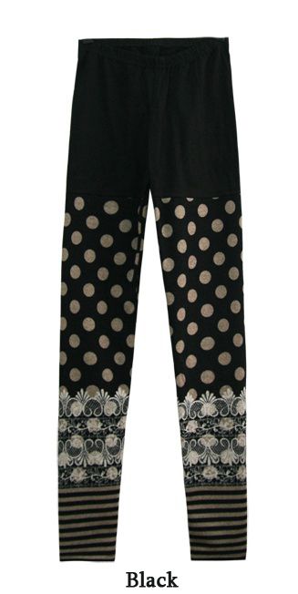 hi korean fashion*Lace Polka Dot Striped Leggings Vintage Tights Pants 