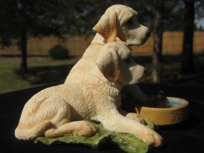 LABRADOR PUPPIES with Duckling in Dog Bowl Figurine COUNTRY ARTISTS 