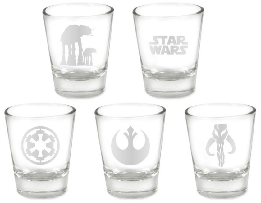 Star Wars 5pc Shot Glass Set (Jedi Rebels Fett AT AT)  