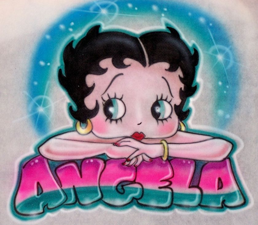 Airbrush Betty Boop T Shirt or sweatshirt Airbrushed with any Name 