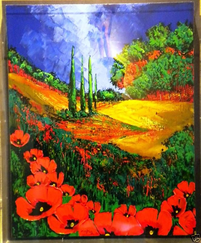 SYLVAN COPON Poppies Poplars CALIFORNIA Oil OUTSTANDING  