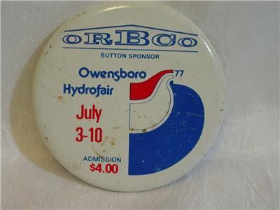 ORBCO Owensboro Hydrofair Hydroplane Button 1977  