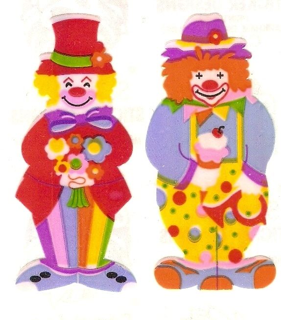 Sandylion CIRCUS CLOWNS Pearly *3 Squares* VINTAGE  