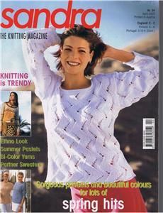 SANDRA KNITTING APRIL 2003~SPRING HITS~TRENDY~CABLES~VG  