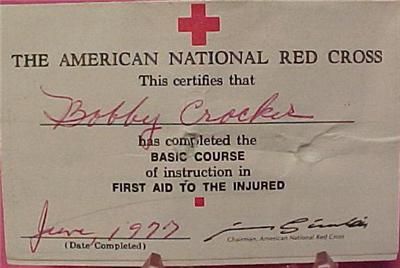 AMERICAN RED CROSS SIGNED FIRST AID CERTIFICATION CARD = 5901C  