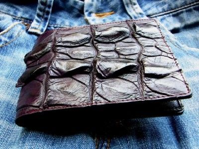 DEEP PURPLE BIKER WALLET BIG CROCODILE HORNBACK LEATHER  