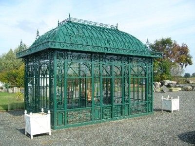 CAST IRON ENCLOSED TEMPERED GLASS CONSERVATORY, GAZEBO  