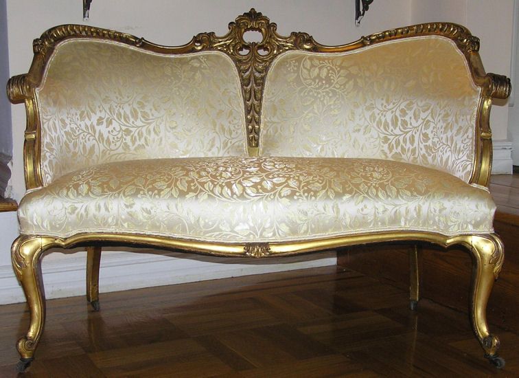 Antique French Louis XVI Style Giltwood Settee Sofa  