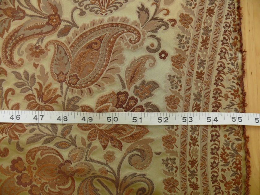 HiEND 100% SILK LAMPAS CASHMERE PAISLEY JAVA BROWN YD  