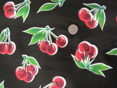 NEW BLACK CHERRY RETRO OILCLOTH TABLECLOTH 48x84 VINYL  