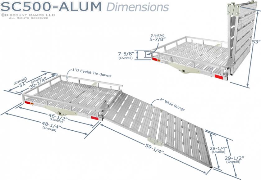 ALUMINUM WHEELCHAIR SCOOTER MOBILITY CARRIER RACK+RAMP  