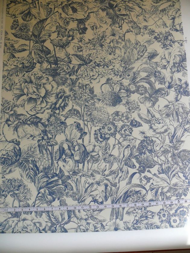 LEE JOFA HAND PRINT WALLPAPER CAMILLE TOILE CHINA BLUE TRIPLE ROLL 