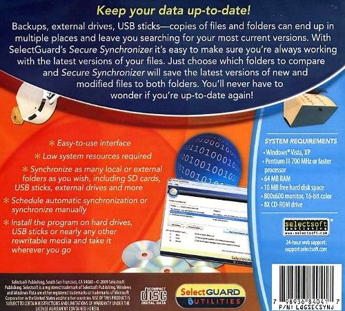 SelectGuard Utilities SECURE SYNCHRONIZER   Synch Files PC XP Vista 