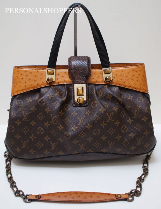   LOUIS VUITTON LARGE OSKAR WALTZ OSTRICH & PYTHON SATCHEL BAG  