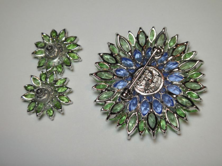 RARE RETIRED RHINESTONE NOLAN MILLER DEMI SET EARRINGS & PIN BROOCH 