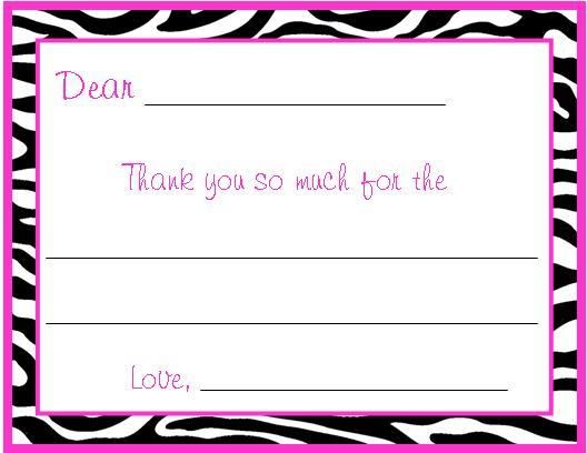 Zebra Print FILL IN ~ Custom Thank You or Note Cards  