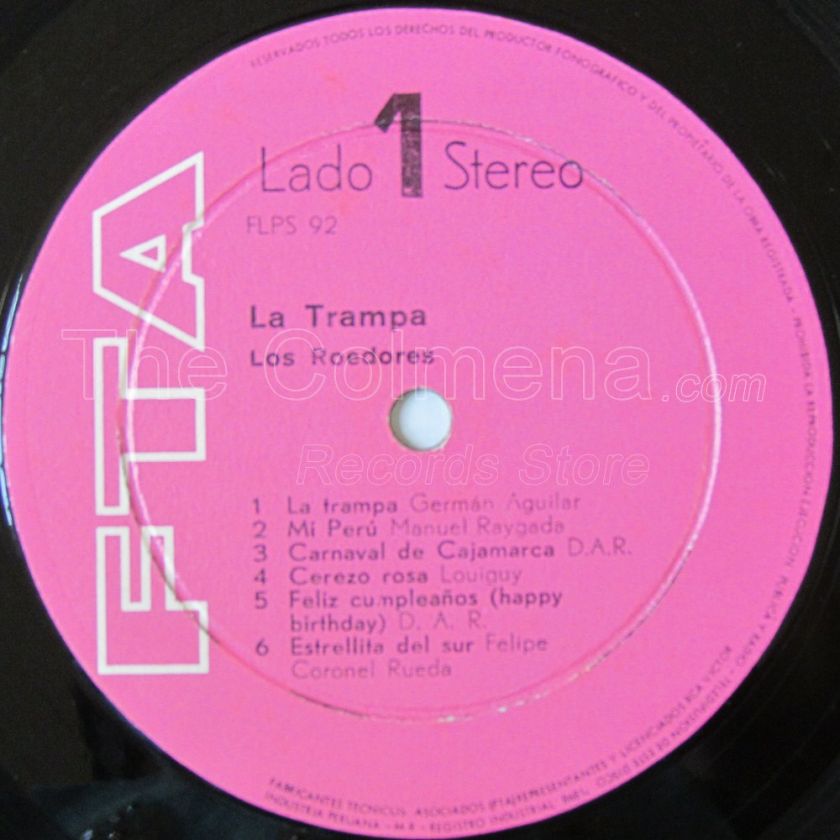   ROEDORES La trampa GUARACHA DESCARGA INSTRUMENTAL LATIN JAZZ PERU LP